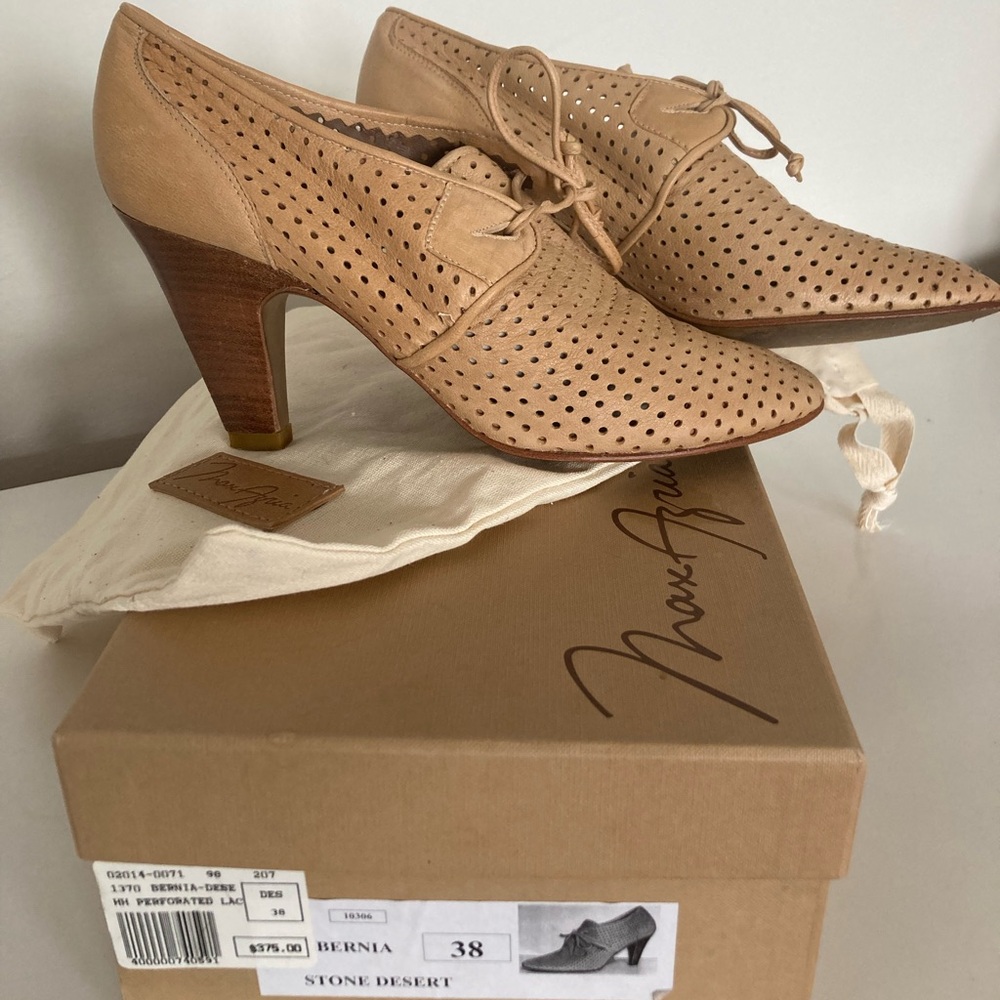 Max Azria Bernia perforated lace heels